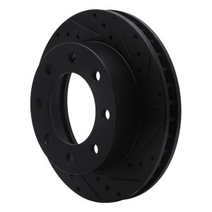 Cadillac DeVille Brake Rotor (1) - Front Right - R1 Concepts - Drilled & Slotted - Black - `99-`20